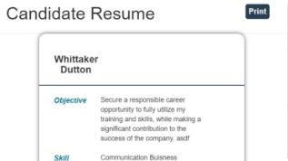 Screenshot of a resume on the Workforce Portal.