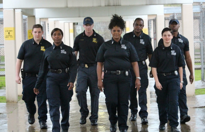 Group of patrol officers at a jail