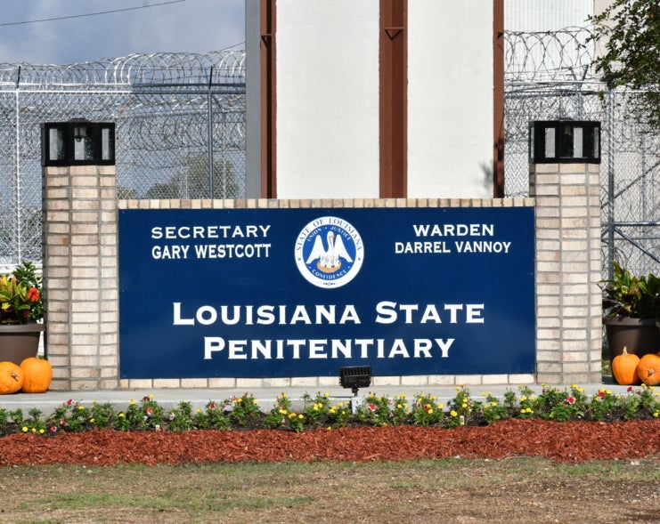 Louisiana State Penitentiary front gate sign
